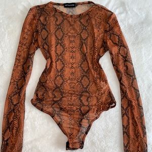 Mesh snakeskin bodysuit